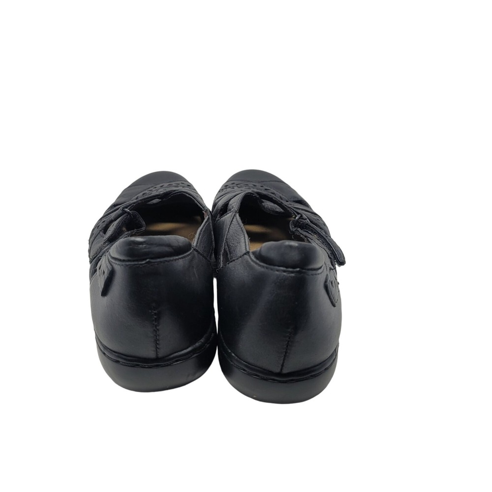 Y2K Clarks Bendables Leather Mary Janes 9.5 Black Flats Dark Academia Comfort - Picture 8 of 11